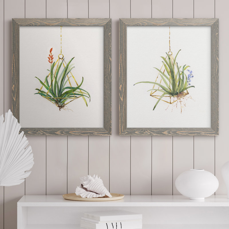 Gardenaire I - ensemble de 2 peintures sur toile encadrées, Encadré gris, H 24 po x l 36 po x P 1,5 po
