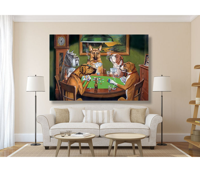 Mignons chiens jouant aux pokers sur toile, H 32 po x l 48 po x P 1,5 po