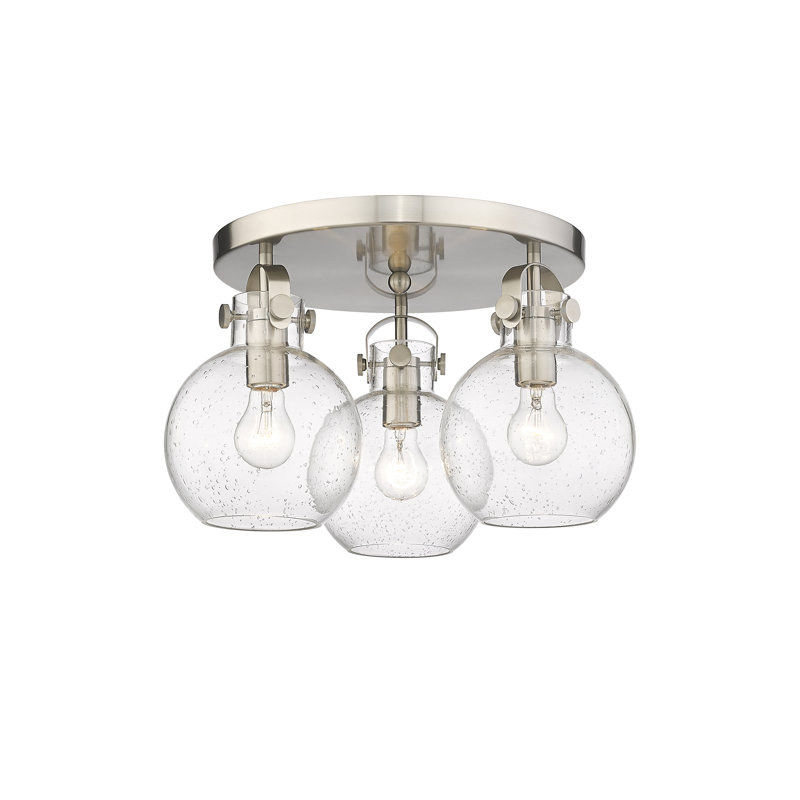Slocomb Glass Semi Flush Mount, Seedy, Satin Nickel