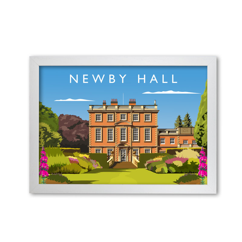 Newby Hall - Single Picture Frame Print, 21 cm H x 297 cm W, White