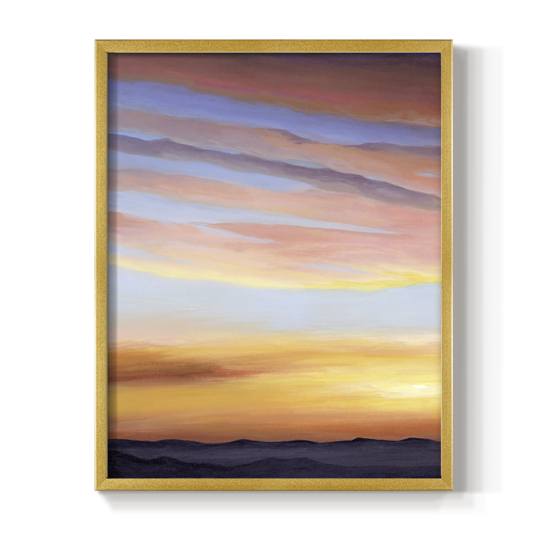 Ignited Dusk I Framed Print - Solid Wood, Gold, 10" H x 8" W