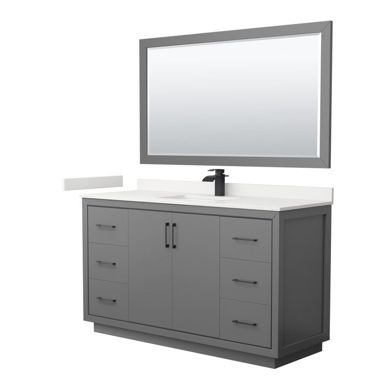 60 in. Single Vanity, WDX13356, Dark Gray, Matte Black