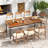 Berntraud Rectangular Metal Acacia Wood Outdoor Dining Table With Umbrella Hole , 79'' in. W 35.5'' in. D