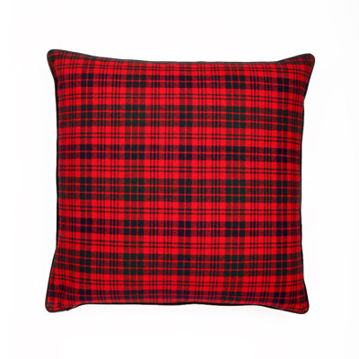 Red And Black Plaid With Polyester Insert Pillow