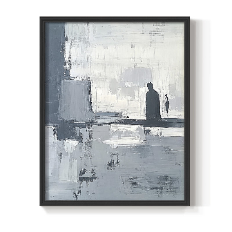 Abstrait, reproduction encadrée CCxxiii - prêt à être accroché, H 20 po x l 16 po, Noir