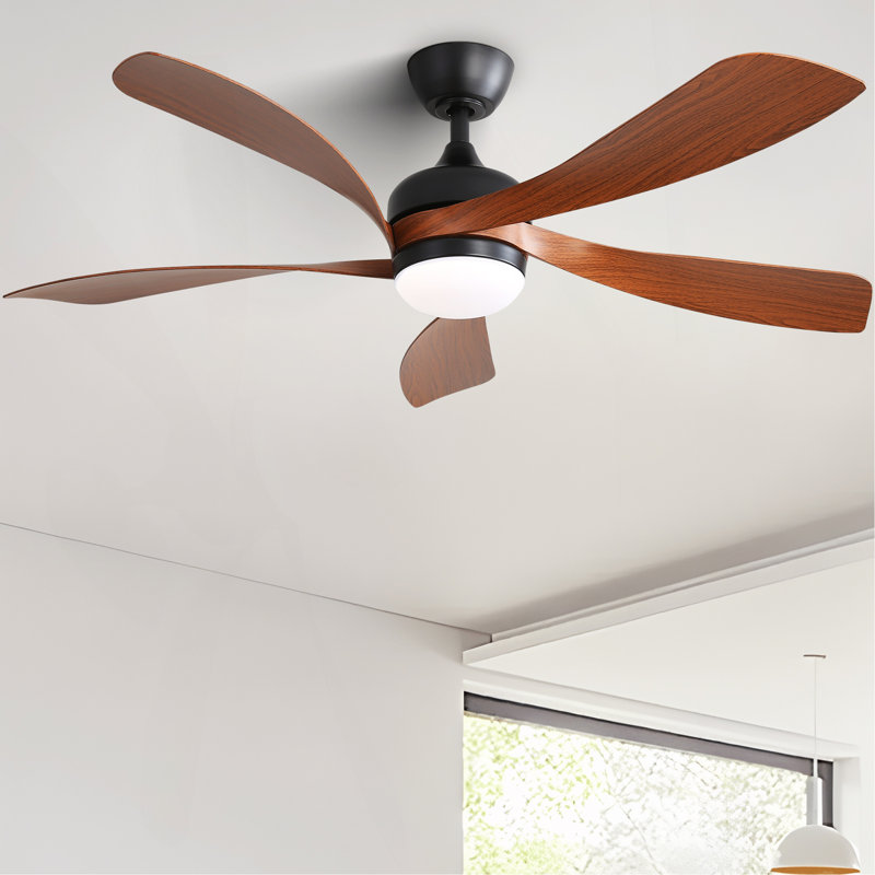 Ventilateur de plafond 52 pouces intérieur avec 3 couleurs à intensité variable 5 pales ABS moteur à courant continu réversible à télécommande noir avec lumière DEL