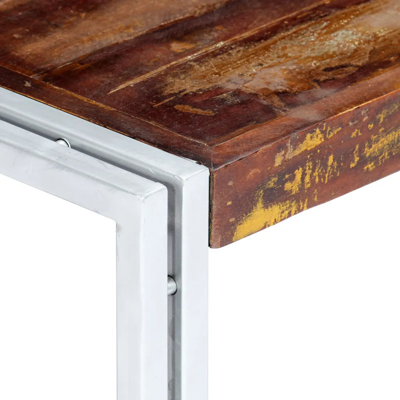 Caine Solid Wood Sled Coffee Table, 120cm H x 60cm W x 35cm D, Chrome