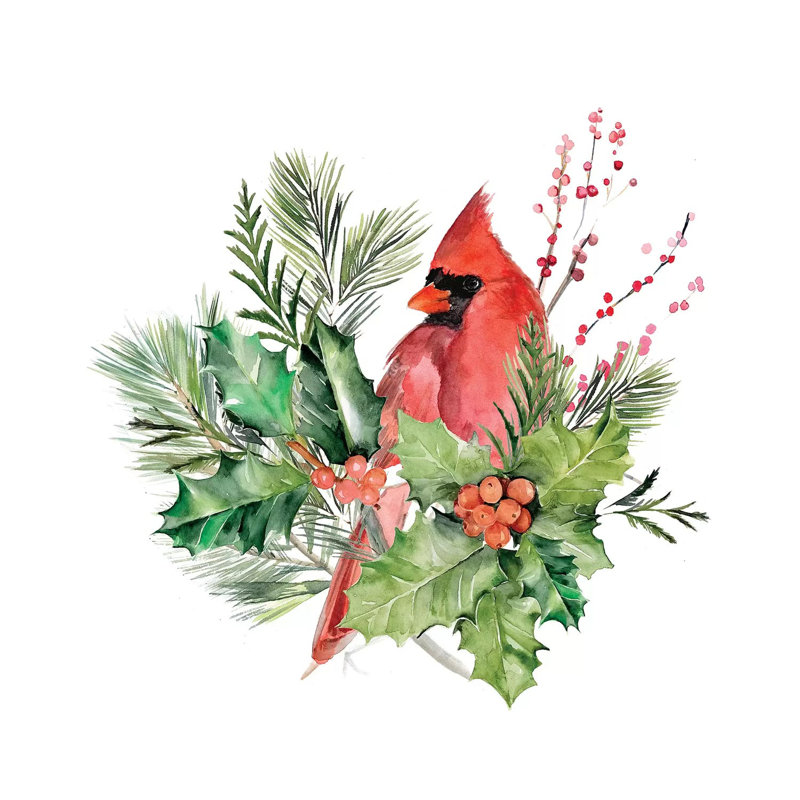 Cardinal Holly Christmas I by Jennifer Paxton Parker - Wrapped Canvas Gallery-Wrapped Canvas Giclée, 66.04cm H x 66.04cm W