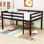 Lit mezzanine double en bois avec échelle