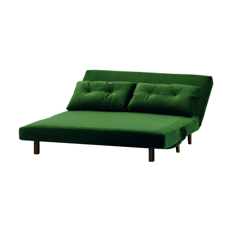 Donald 2 Seater Sofa Bed,  78cm H X 142cm W X 90cm D, Dark Green, Wax Black