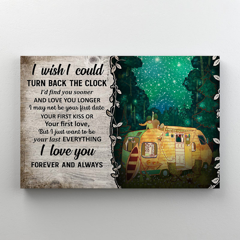 Camping On A Van In Forest - I Wish I Could - 1 Piece Rectangle Graphic Art Print On Wrapped Canvas, 24" H x 36" W x 2" D