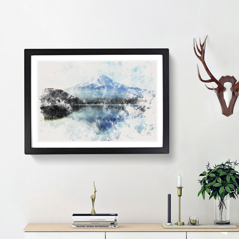 Mount Fuji in Japan - Framed Print, 62cm H x 87cm W x 2cm D, Black Framed