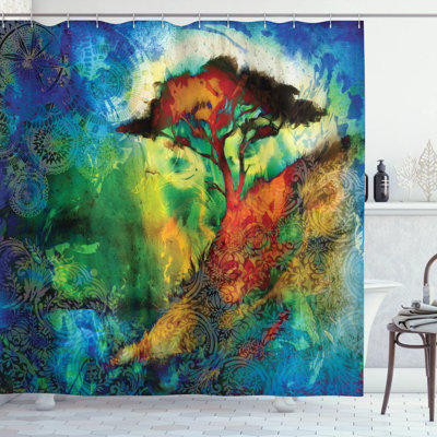 Floral Shower Curtain with Hooks Included