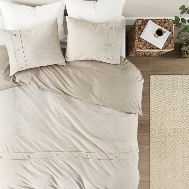 Housse de couette en coton biologique à fermeture à boutons - très fraîche pour un toucher doux