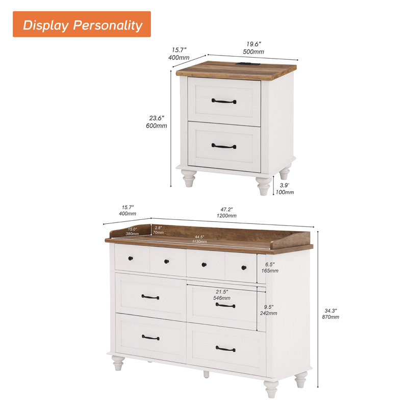 Locklin Piece Bedroom Set, White/Brown