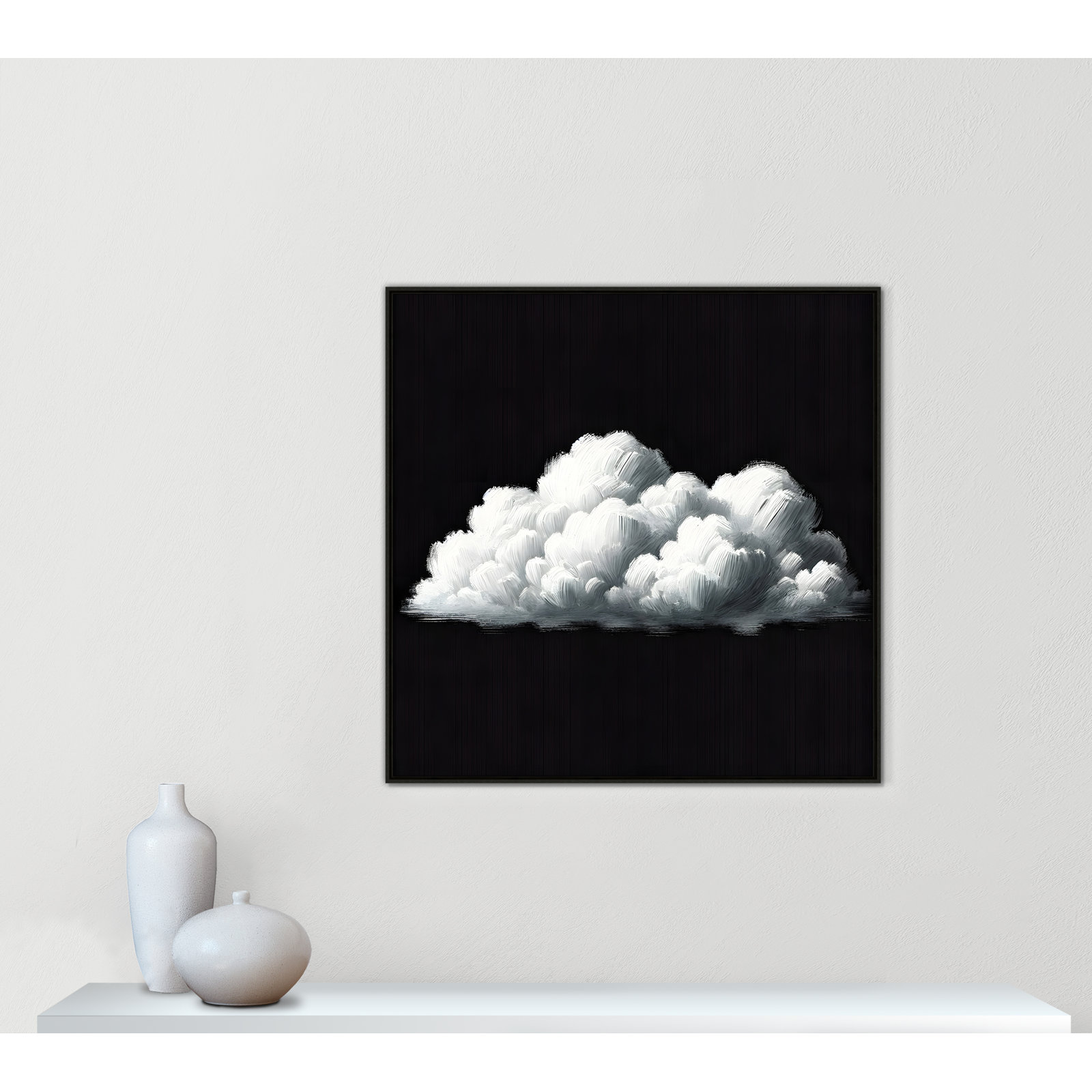Ottavia "White Clouds" Print, 41.5" H x 41.5" W, Espresso