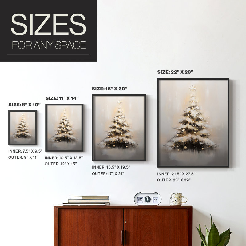 «Christmas Holiday Art», série 2-CXVII, reproduction encadrée - bois massif, Noir, noir, noir, noir, H 21 po x l 17 po