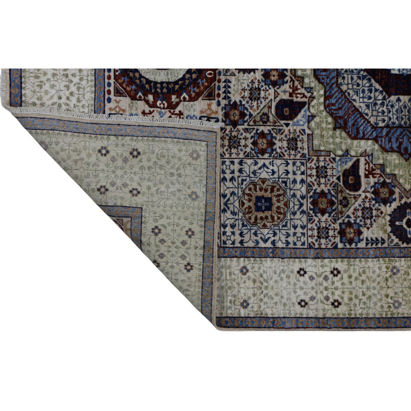 Hand Knotted Wool Area Rug in Beige