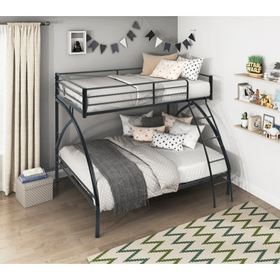 Black Metal Frame Twin/Full Bunk Bed, Youth Bed, Youth Bedroom Furniture, Easy Assembly