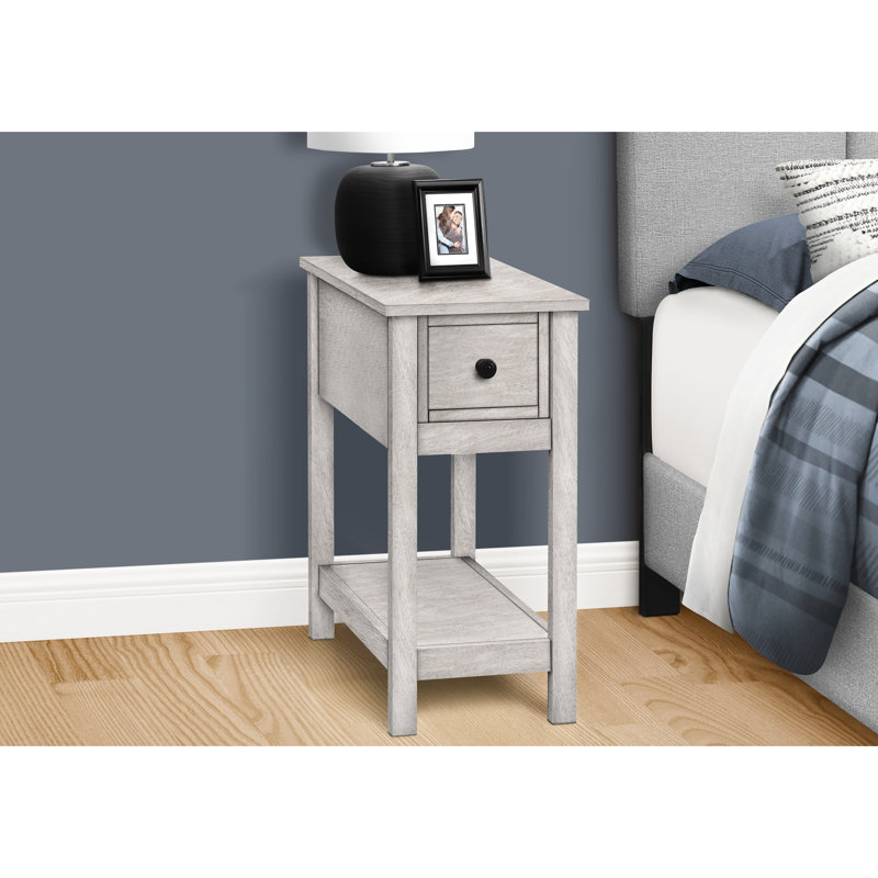 Transitional Accent Table With Grey Veneer And Convenient Storage 2 Tier Side Top Options