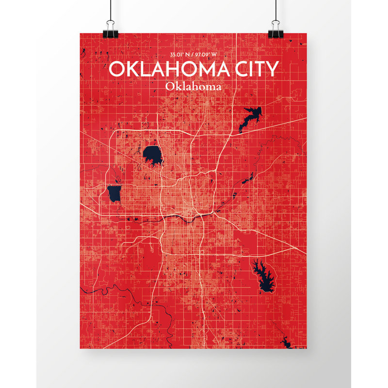 Oklahoma City Map - No Frame Print, 91.4cm H x 61cm W x 0.13cm D