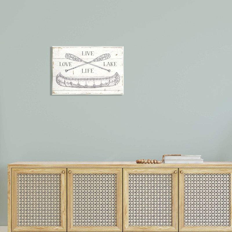 «Live Love Lake Rustic Canoe Oars», art mural par Daphne Brissonnet, H 13 po x l 19 po x P 0,5 po