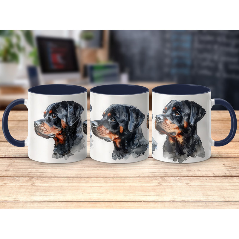 11oz Watercolour French Bulldog Design Coffee Mug, 3, Navy