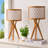 17.7" Natural Solid Wood Tripod Table Lamp