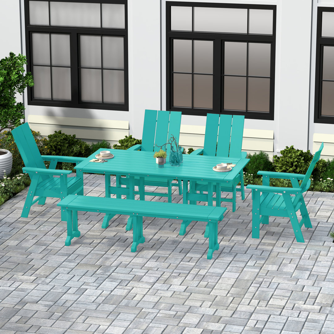 Aleera 6 - Person Patio Dining Set with Rectangular Table Lark Manor™ 