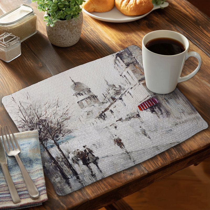 Modern Beige Braided Polyester Placemat - Gray City Street Decor