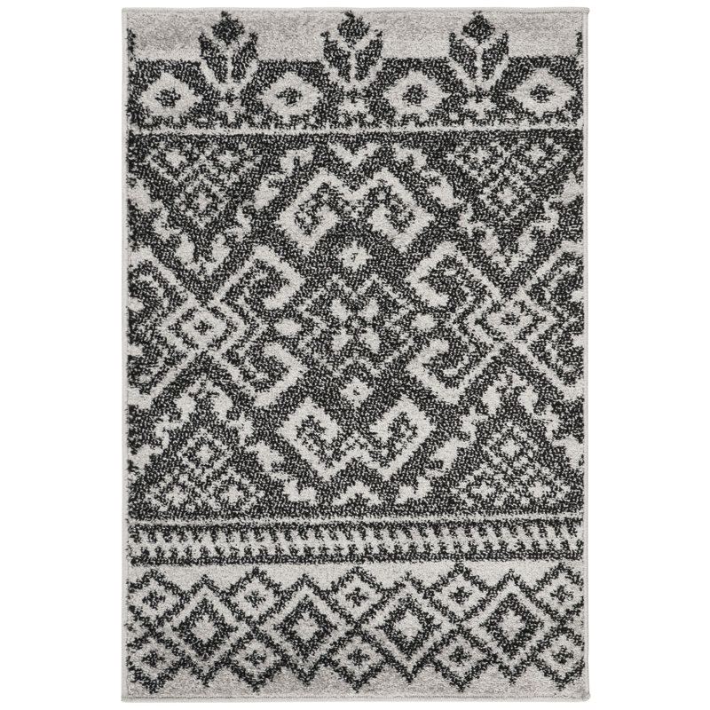 Tapis argenté / noir Nicarla, Rectangulaire 3 pi x 5 pi