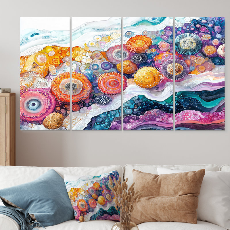Abstract Sea Urchin And Coral Landscape I - Urchin Wall Art - Mod Wall Art Decor, 4, 32" H x 64" W