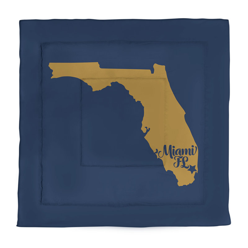 Modern & Contemporary Percale Comforter, Navy/Gold