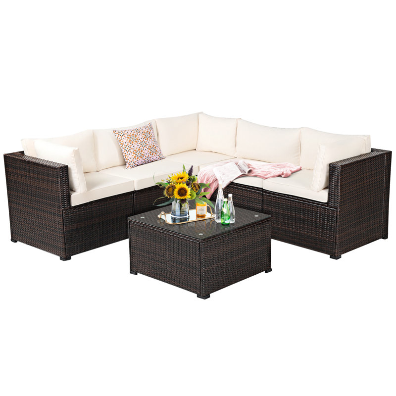 Aibhlinn 5 - Person Patio Conversation Set with Cushions, Beige