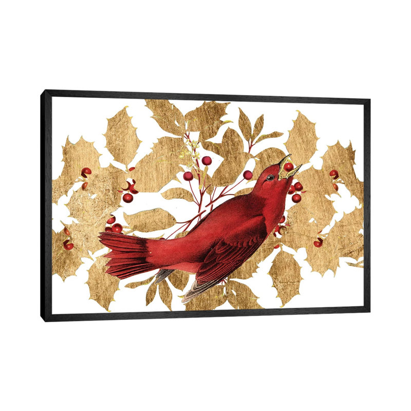 Red Bird Christmas Collection D by Studio W - Gallery-Wrapped Canvas Giclée on Canvas, Black Framed, 66.04 cm H x 45.72 cm W