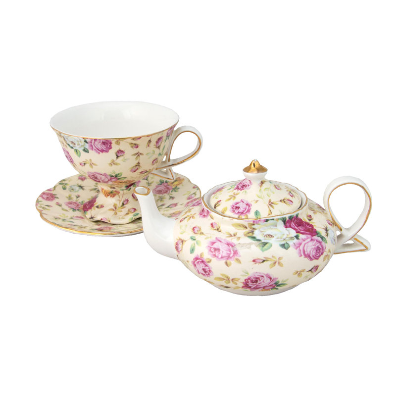 Ensemble de thé en porcelaine pour un ensemble, Beige