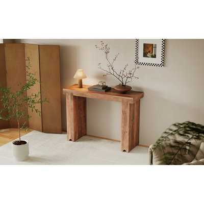 Console Table, Farmhouse Mango Wood Entryway Table, 45-Inch Thickened Sofa Table, Minimalist Narrow Console Table For Entryway Hallway Living Room, Honey, Table