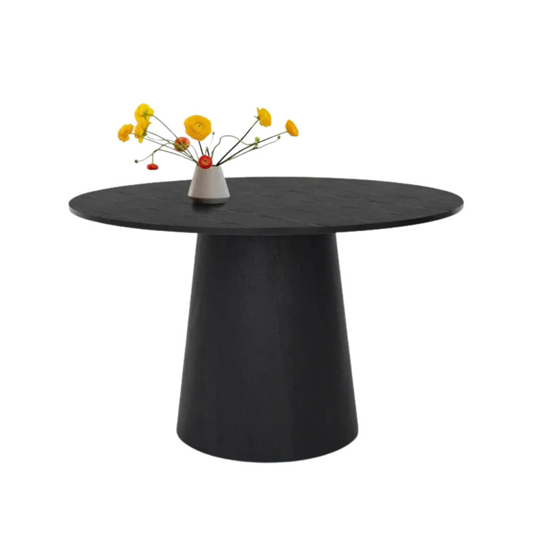 Table de salle à manger ronde en bois avec base Petesral, Noir