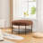 30.9"Wide Upholstered Round Ottoman Coffee Table Foot Rest With Black Metal Legs-1476237252