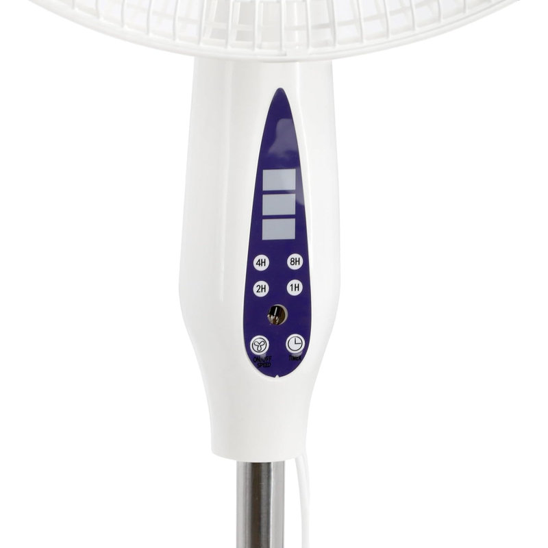 Ventilateur sur socle oscillant de 16 pouces avec télécommande, hauteur réglable et 3 vitesses, Blanc