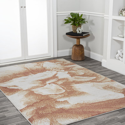 Cordier Abstract Two-Tone Modern Orange/Cream Rug