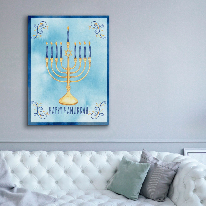 «Hanukkah Watercolors B» par Jean Plout, art mural sur toile, H 54 po x l 40 po x P 1,5 po
