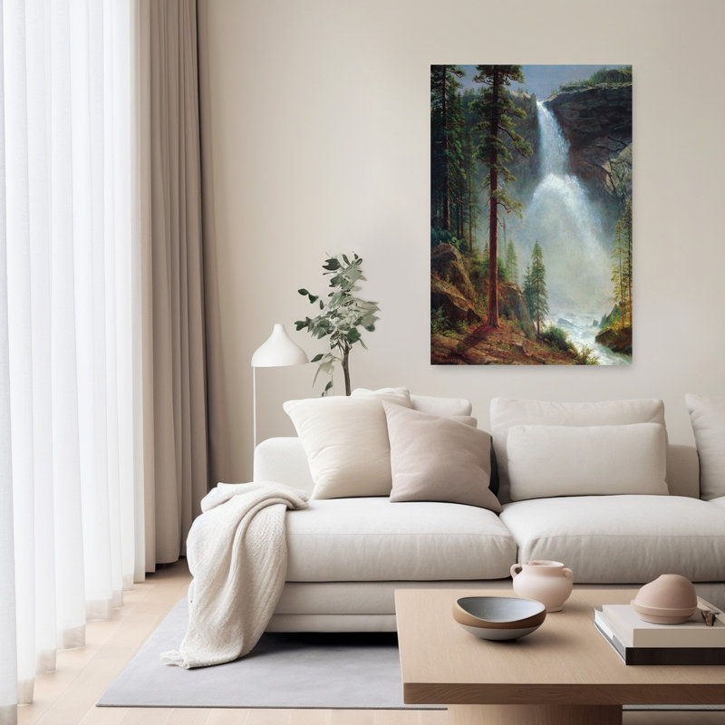 Nevada Falls classique rustique serein serein arbre pin, paysage, impression d'art mural, 60" H x 40" W