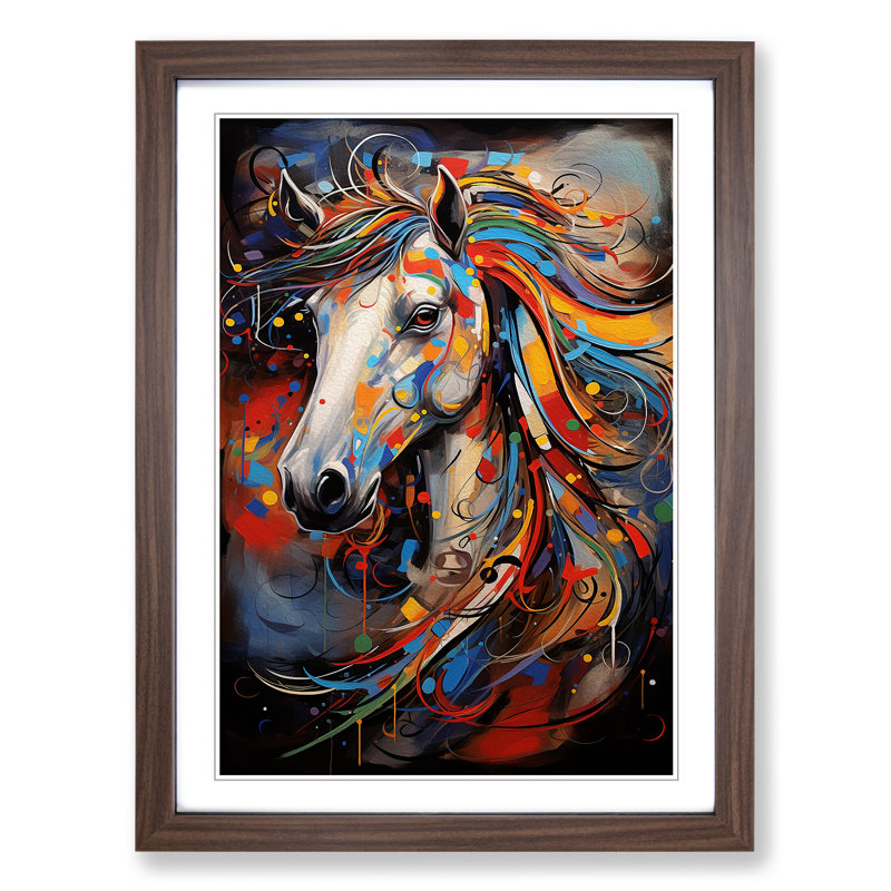 Pony Abstract - Framed Print, Walnut Framed, 34cm H x 25cm W x 2cm D