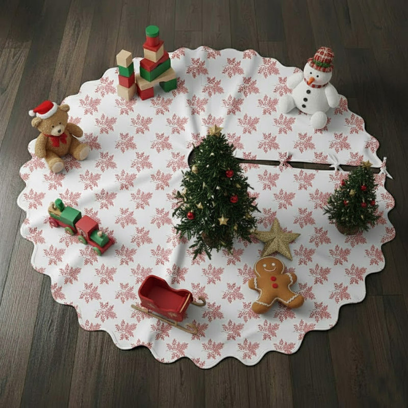 Delicate Leaf Seamless Pattern Christmas Tree Skirt-54" Diameter