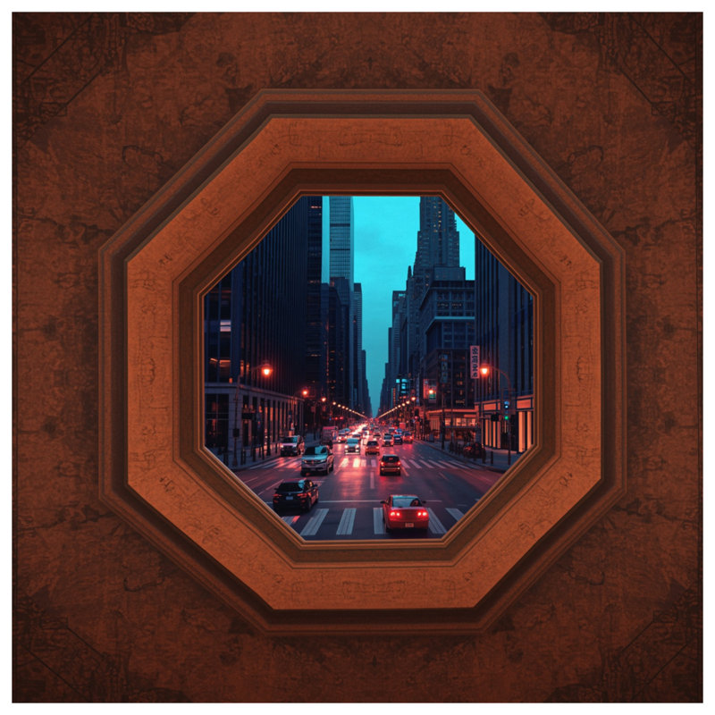 Couvertures octogonales à vue urbaine, L 50 po x H 60 po