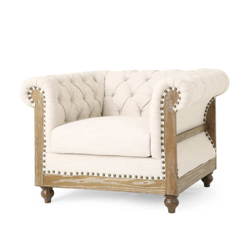 Anduin 39'' Wide Tufted Chesterfield Chair, Beige