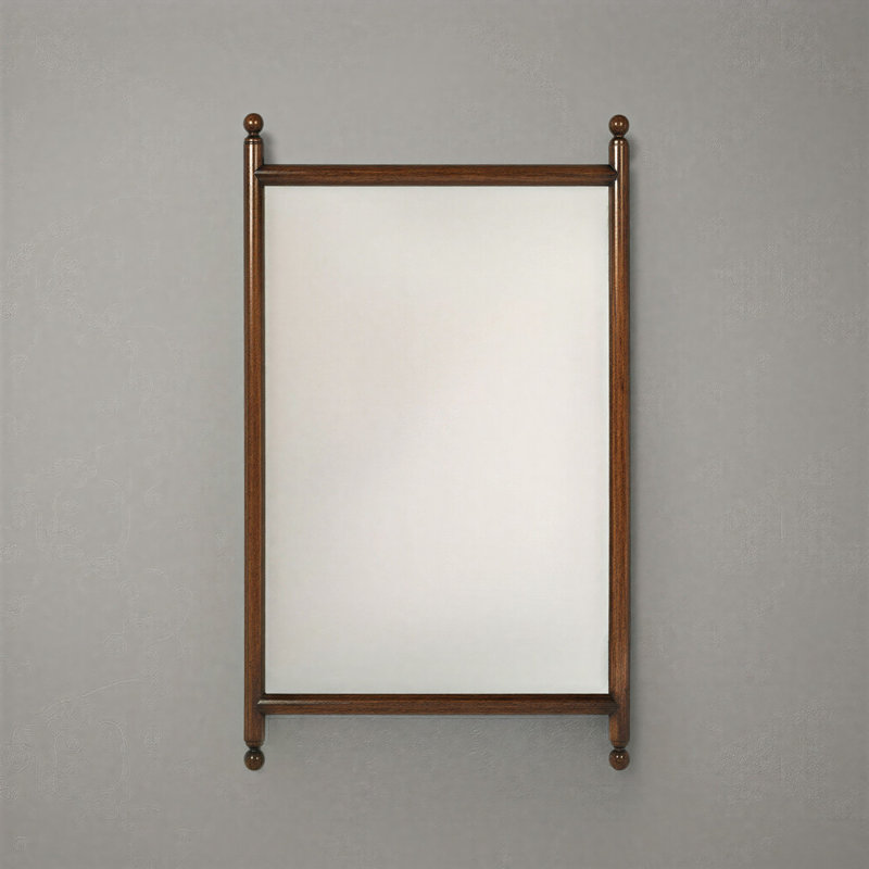 Wood Framed Wall Mirror, 40" x 25.5", Brown
