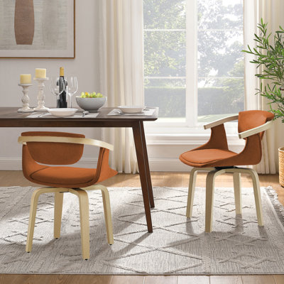Wathen Fabric Upholstered Swivel Dining Arm Chair