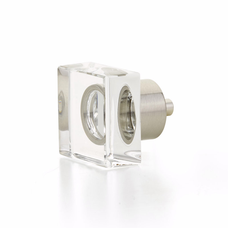 Schaub City Lights Glass Cabinet Knob 1-1/4", Satin Nickel